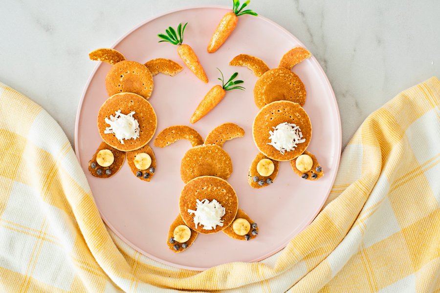 Mini Bunny Pancakes. Cute Easter Breakfast recipe for kids.