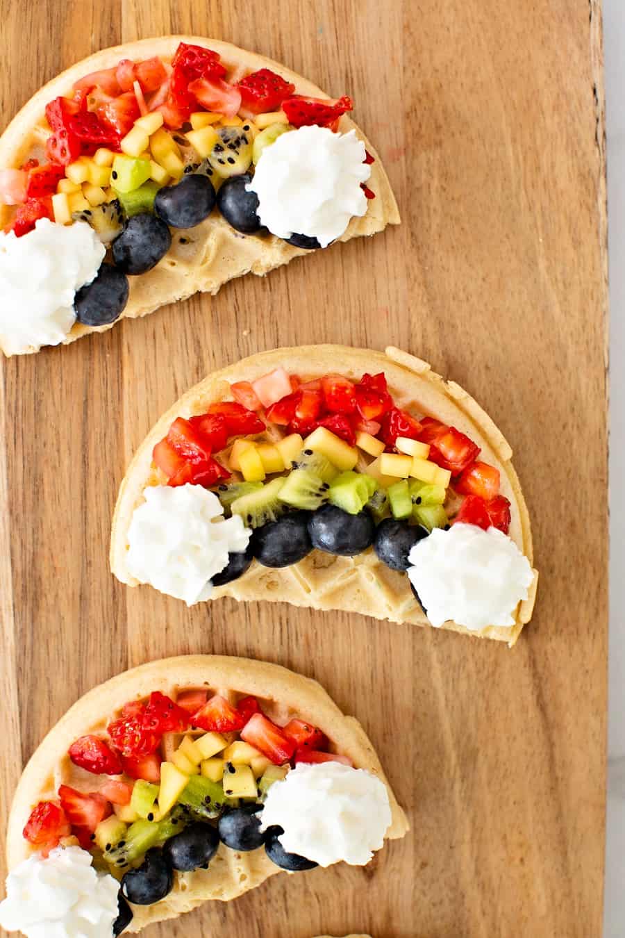 Mini Rainbow Waffles - cute rainbow breakfast recipe for kids