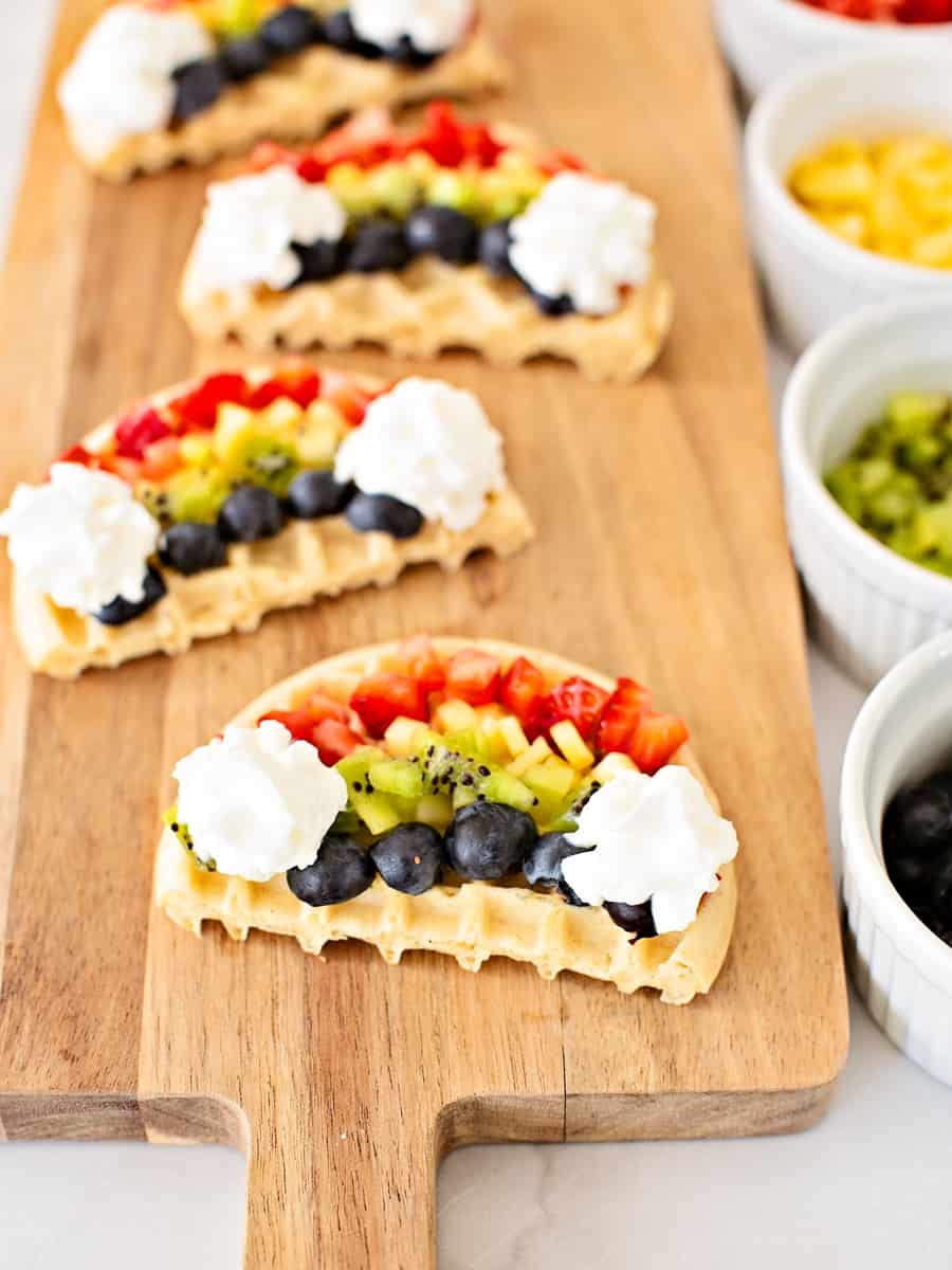 Mini Rainbow Waffles - cute rainbow breakfast recipe for kids