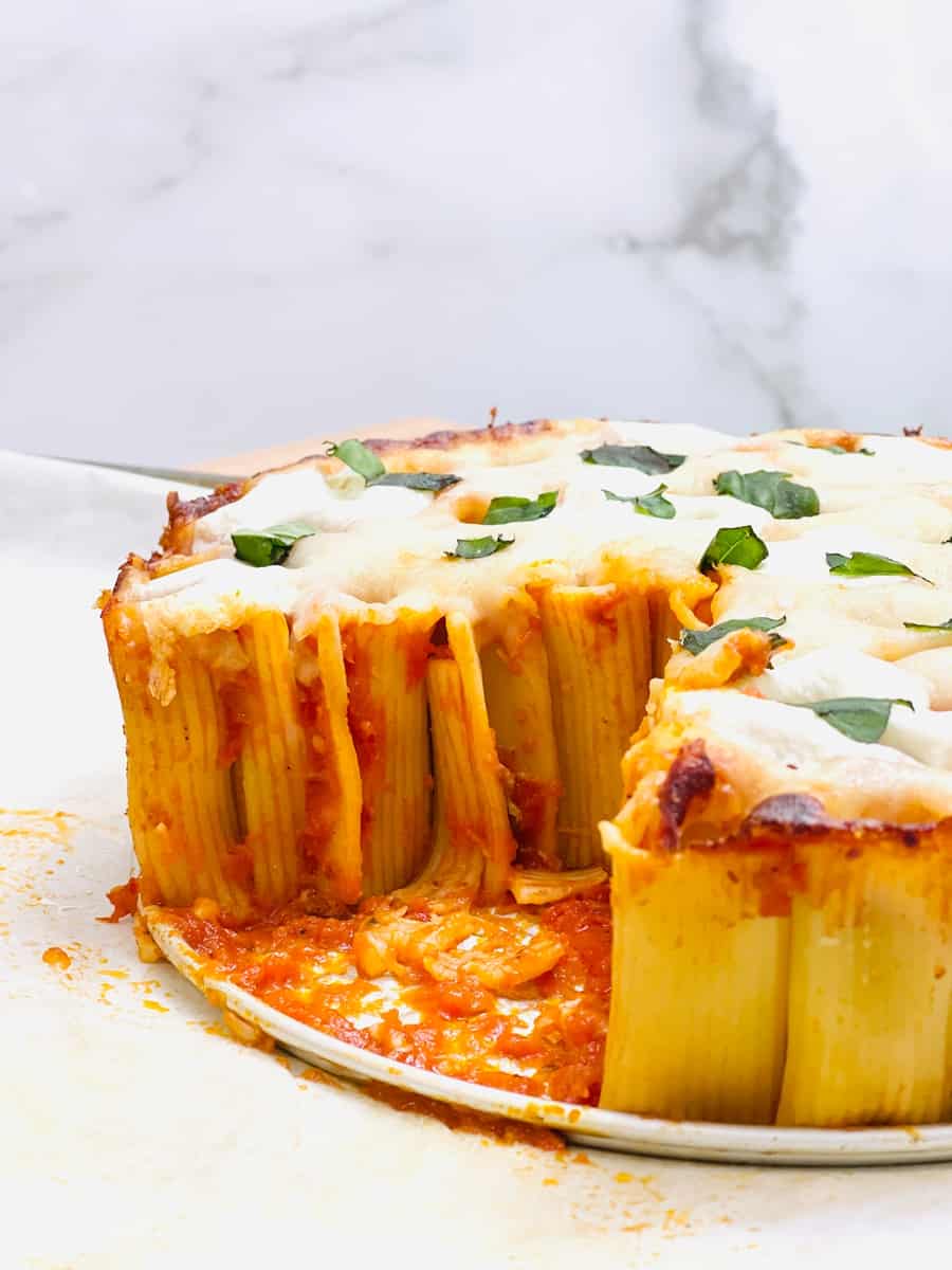 Honeycomb pasta cake AKA rigatoni pie