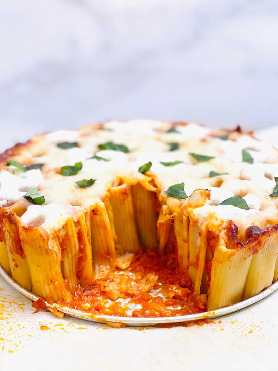 Honeycomb pasta cake AKA rigatoni pie