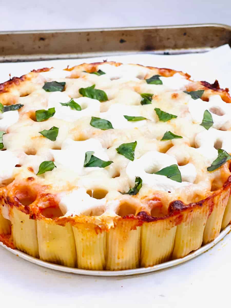 Honeycomb pasta cake AKA rigatoni pie