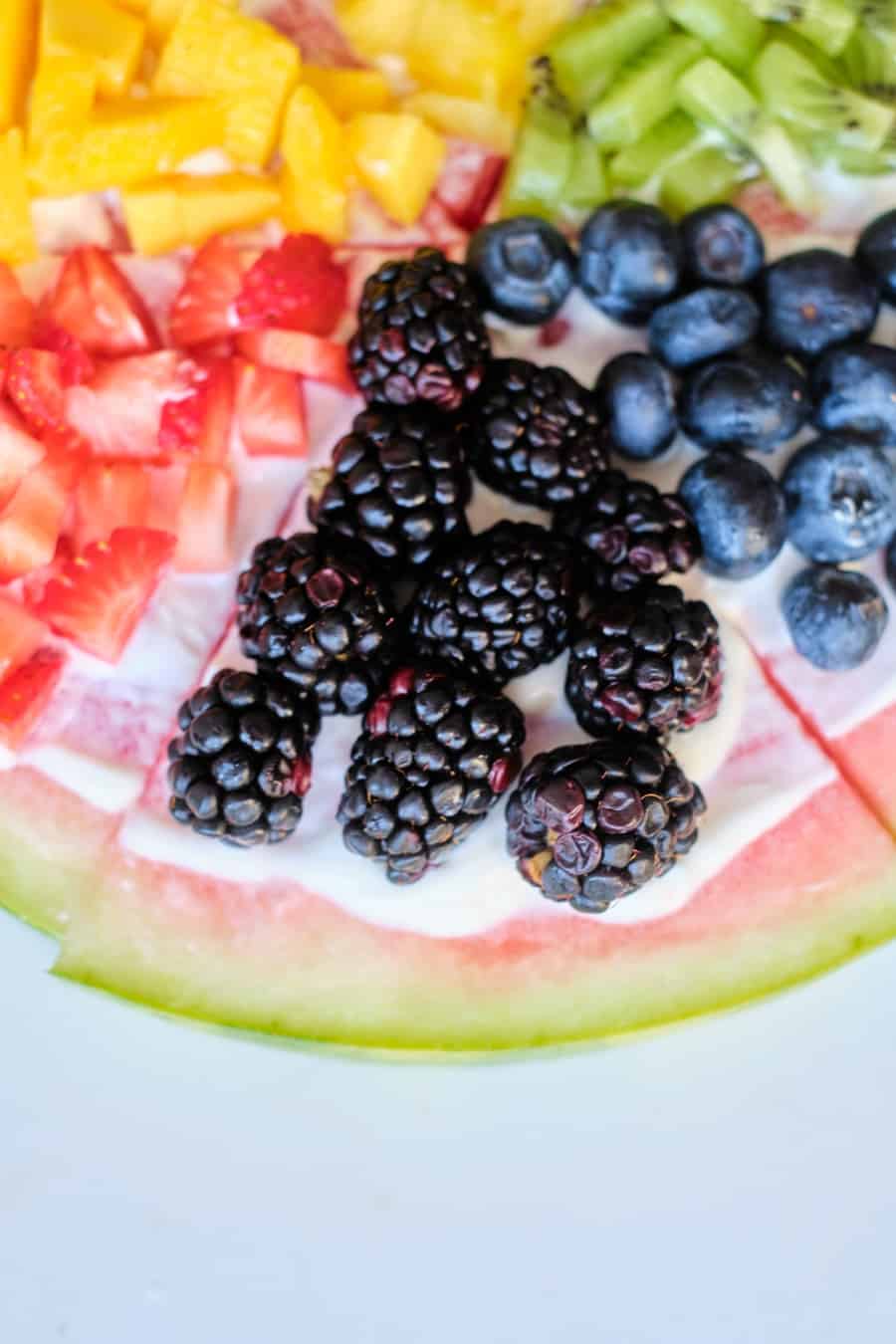 rainbow fruit snack for kids - watermelon pizza 