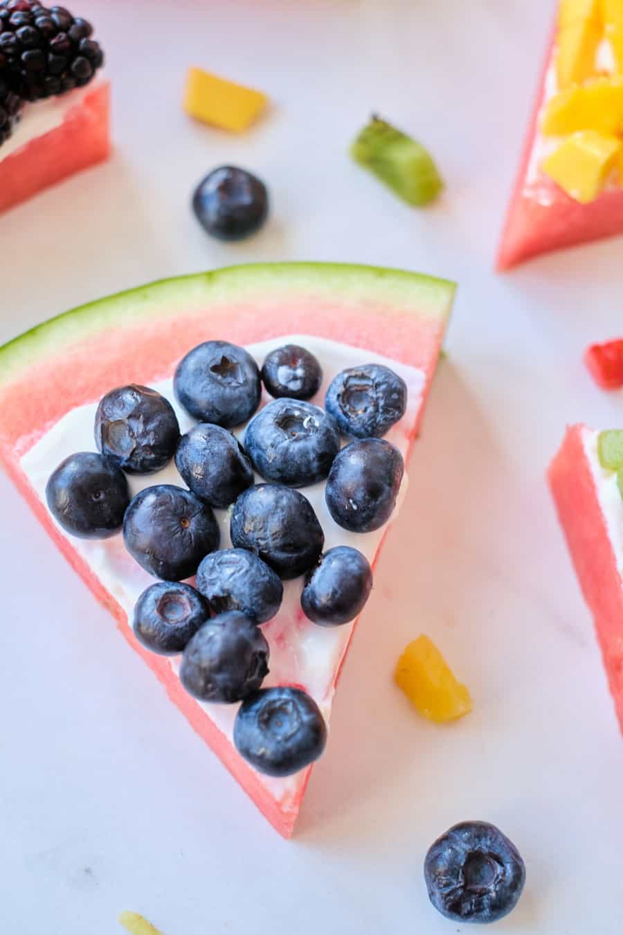 rainbow fruit snack for kids - watermelon pizza 