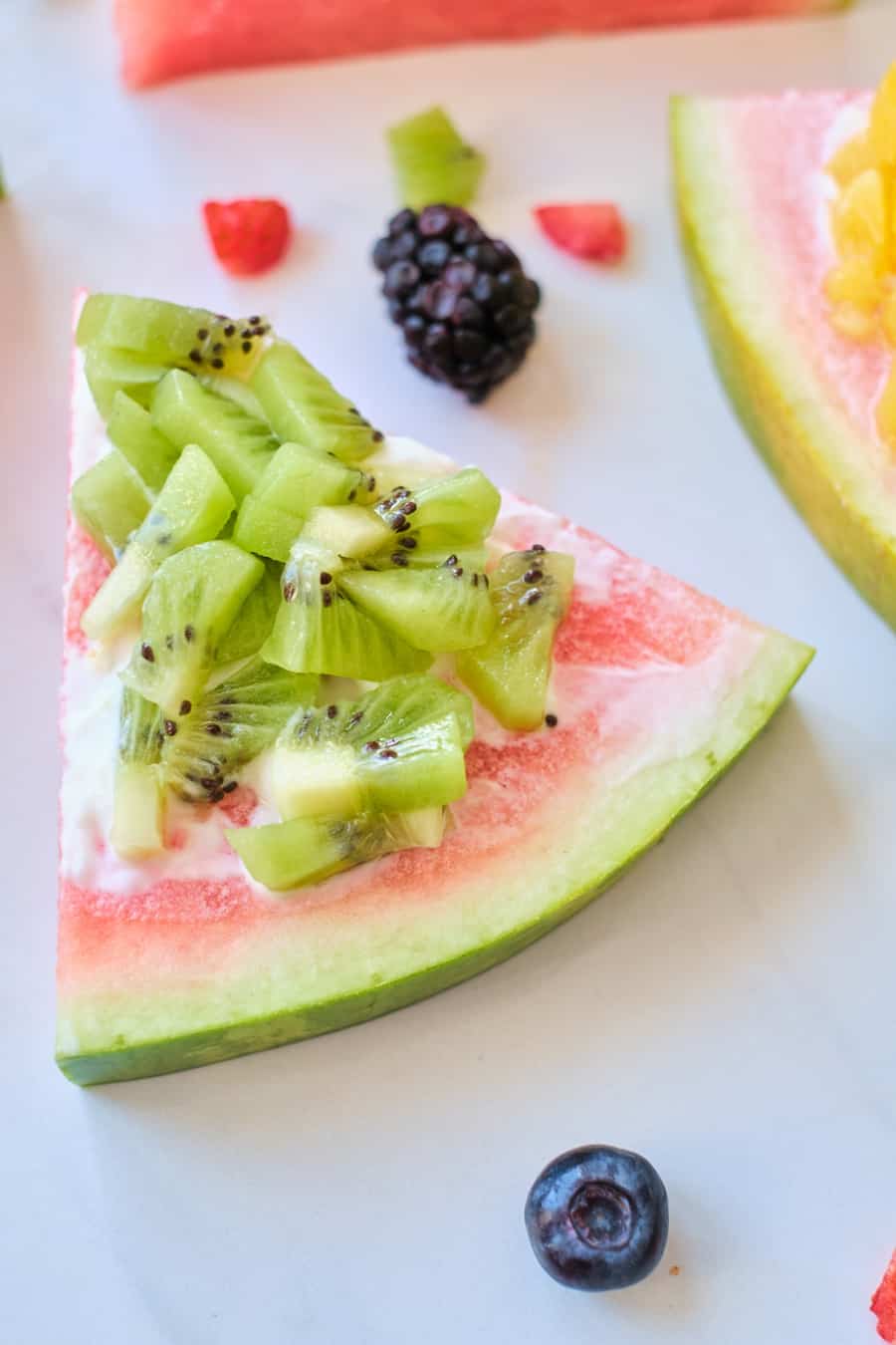 rainbow fruit snack for kids - watermelon pizza 