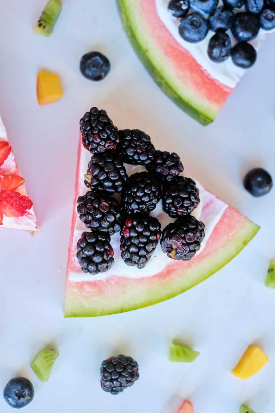 rainbow fruit snack for kids - watermelon pizza 