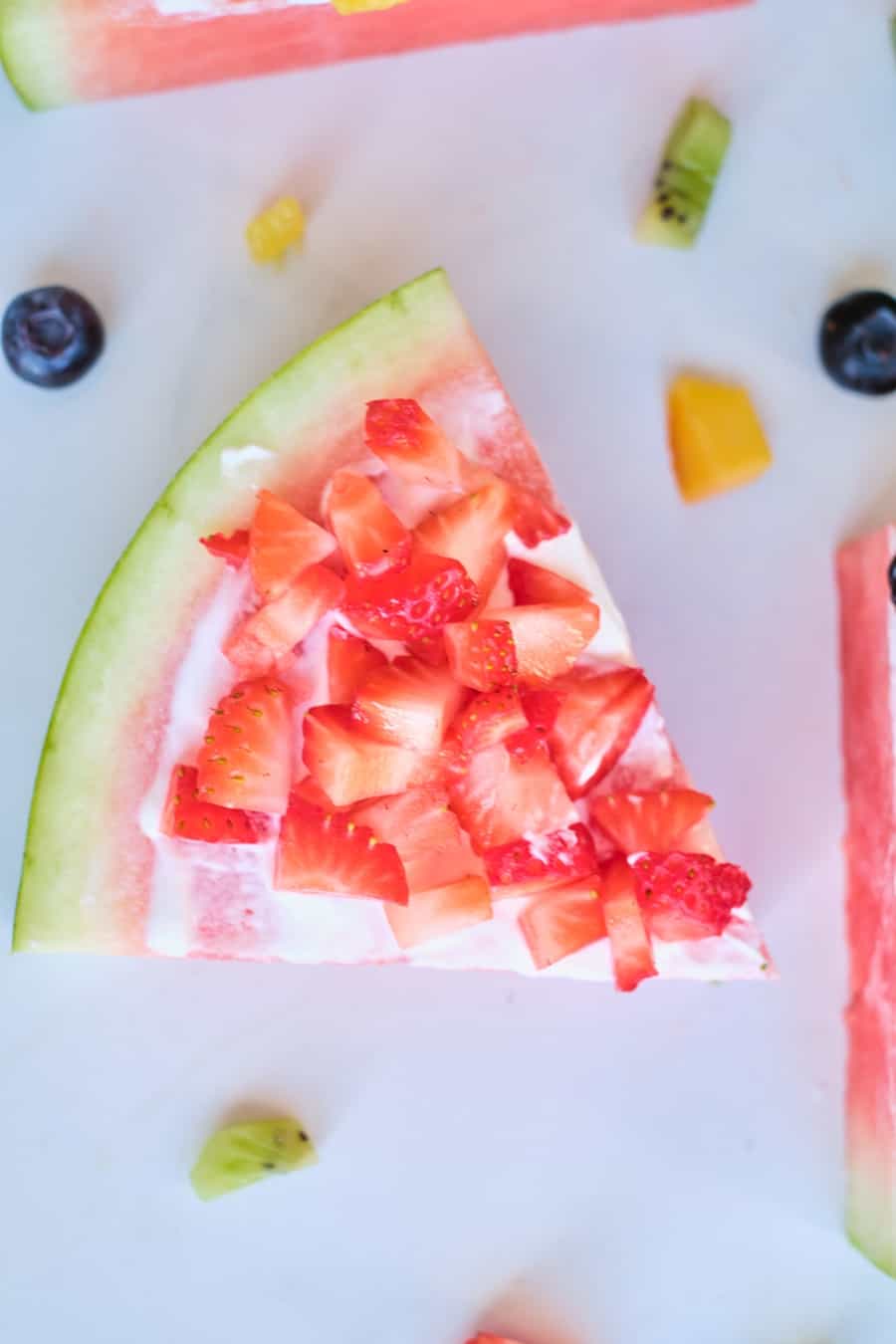 rainbow fruit snack for kids - watermelon pizza 