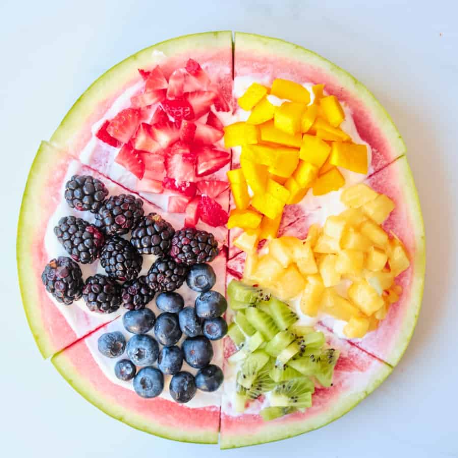 Rainbow Fruit Watermelon Pizza