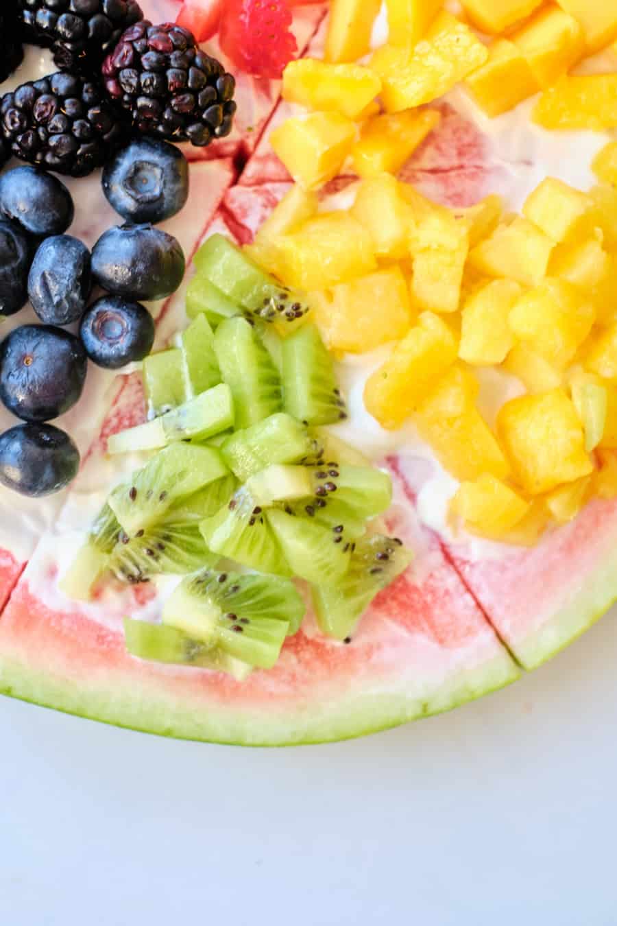 Rainbow Fruit Watermelon Pizza