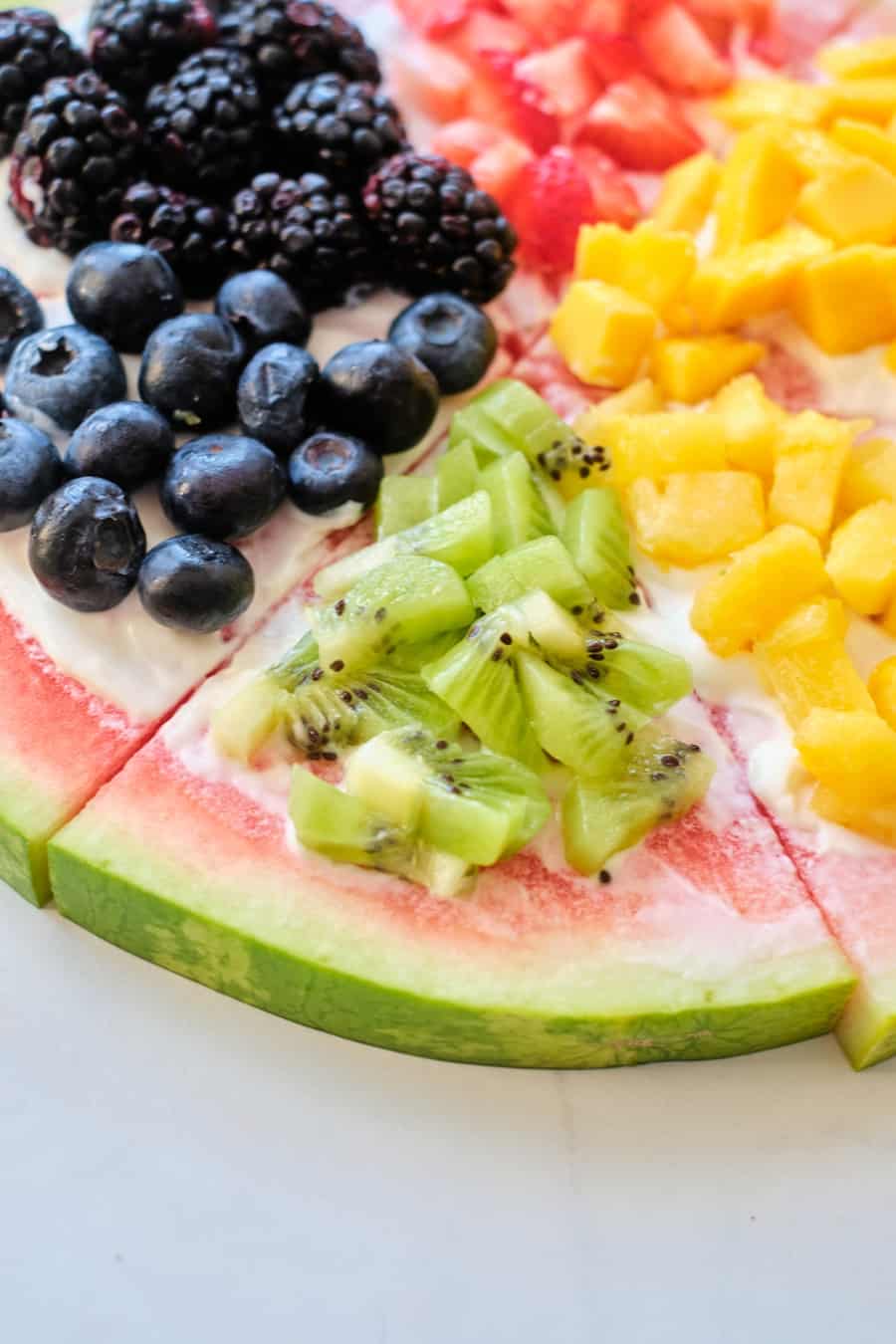 rainbow fruit snack for kids - watermelon pizza 