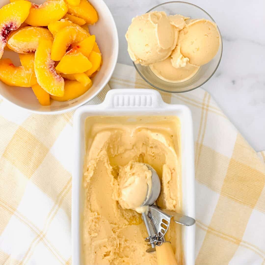 2 Ingredient Peach Sherbet Recipe - The Easiest Peach Dessert!