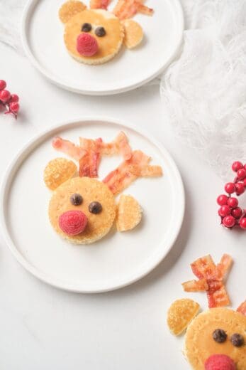 Rudolph Reindeer Christmas Pancakes - Christmas Morning Breakfast