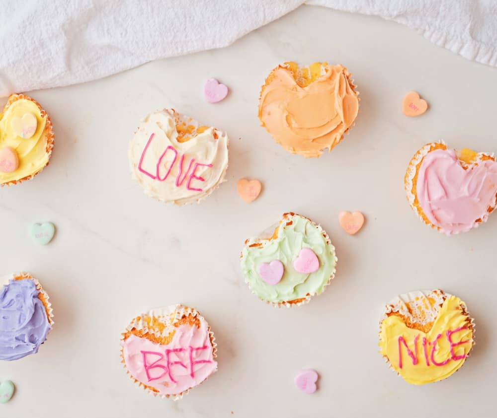 Conversation Heart Cupcakes