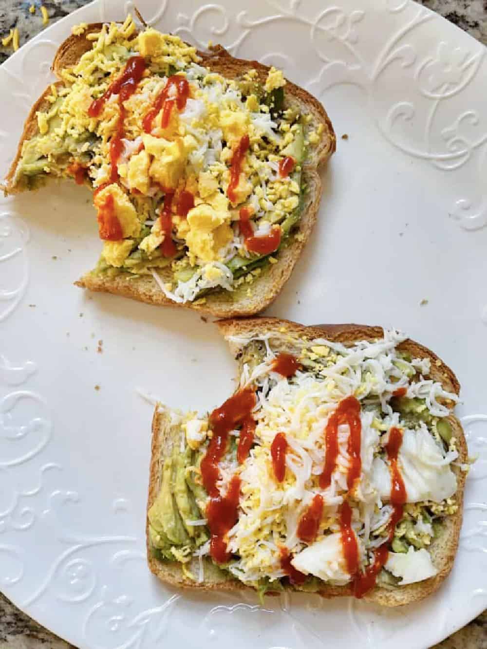 grated egg avocado toast