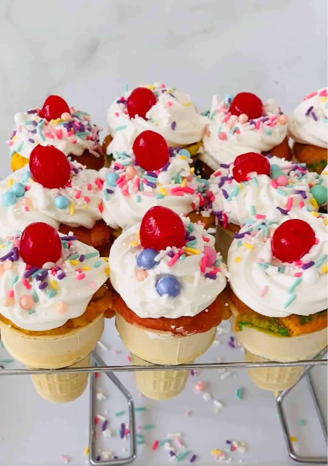 Colorful and Easy Rainbow Ice Cream Cupcakes