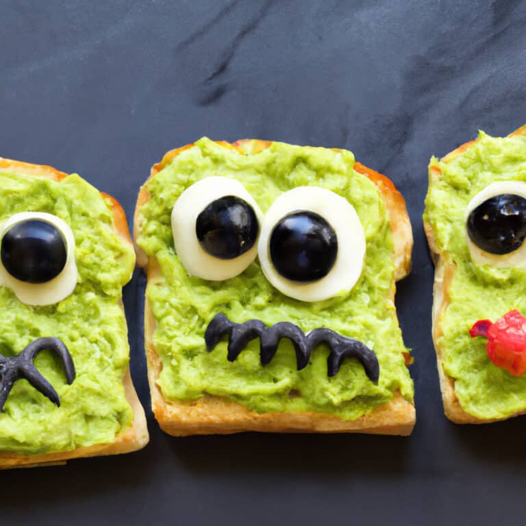 Spooktacular Guacamole Frankenstein Toast