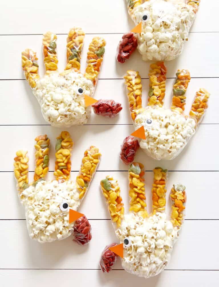Turkey Popcorn Handprint Treats Make The Best Thanksgiving Favors