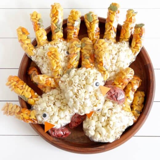 Turkey Popcorn Handprint Treats Make The Best Thanksgiving Favors
