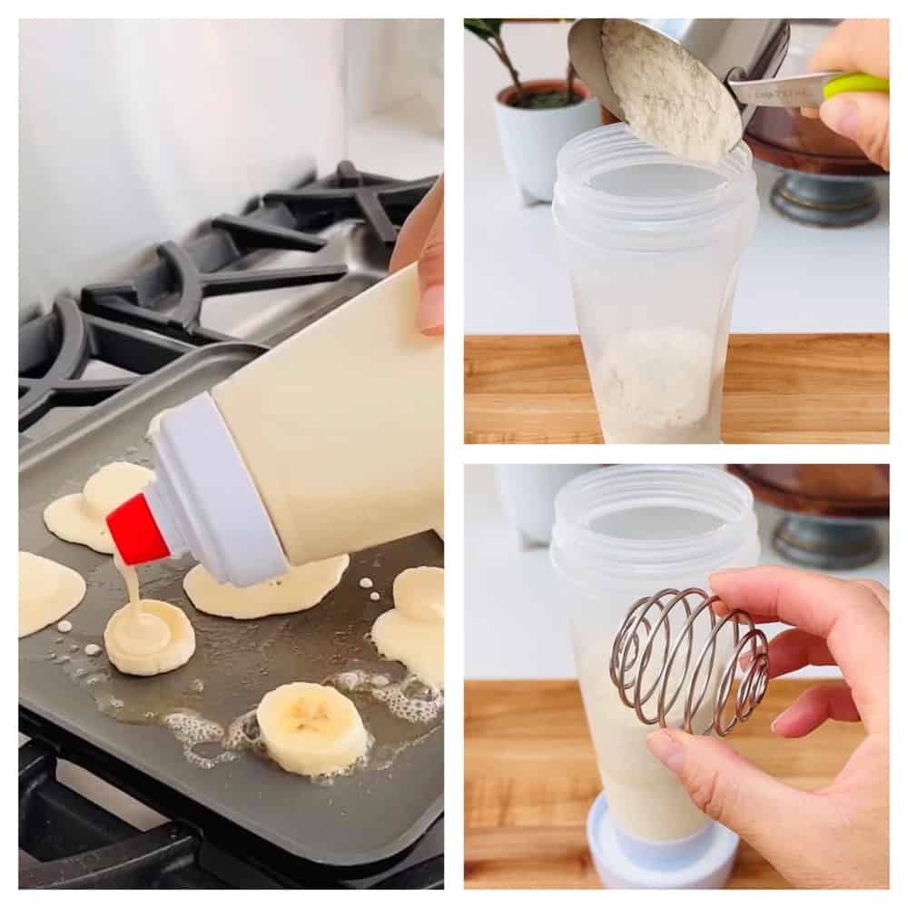 Pancake Batter Dispenser and Mixer with BlenderBall Wire Whisk Batter  Bottle Squeeze Kitchen Pancake Shaker Batter Dispenser Bottle Baking Tool  for