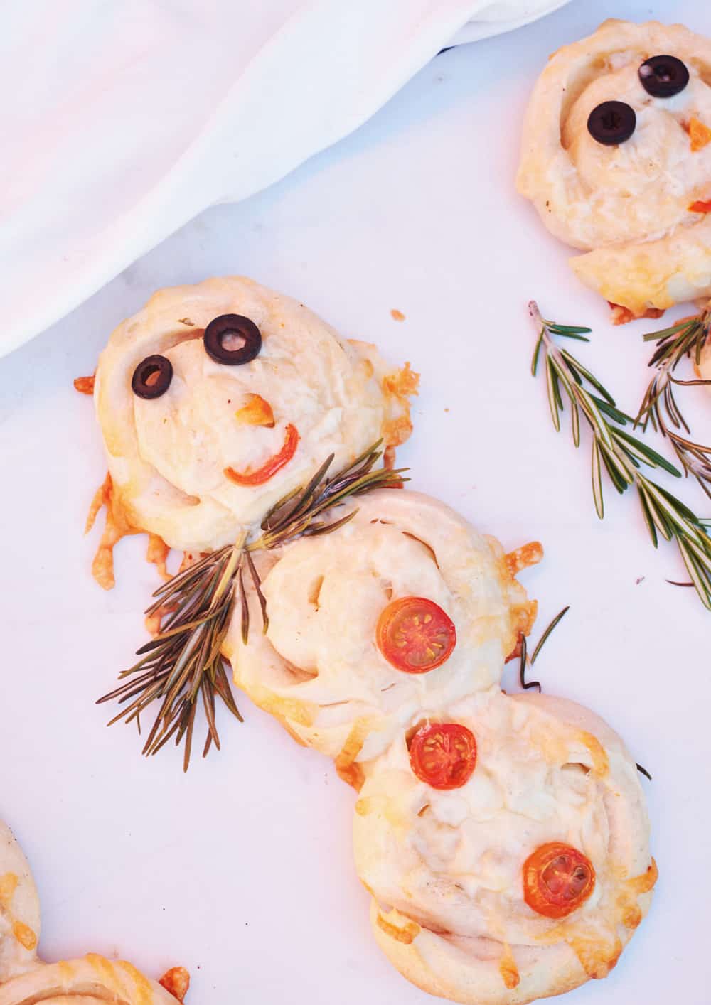 Mini Snowman Pizzas