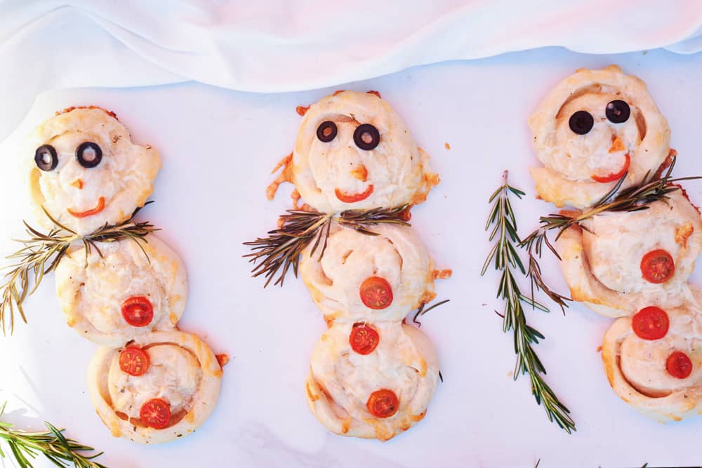Mini Snowman Pizzas