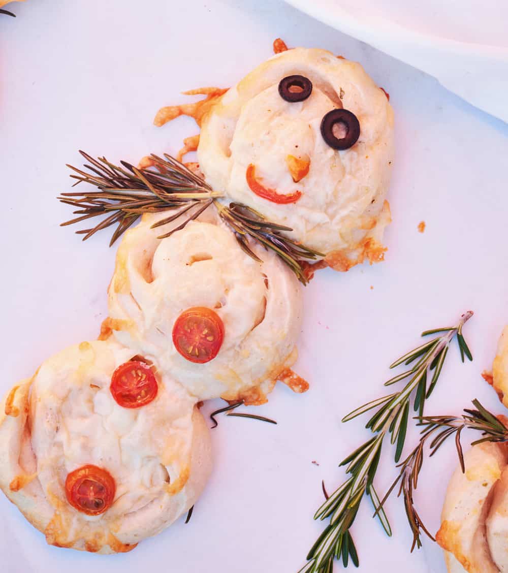 Mini Snowman Pizzas