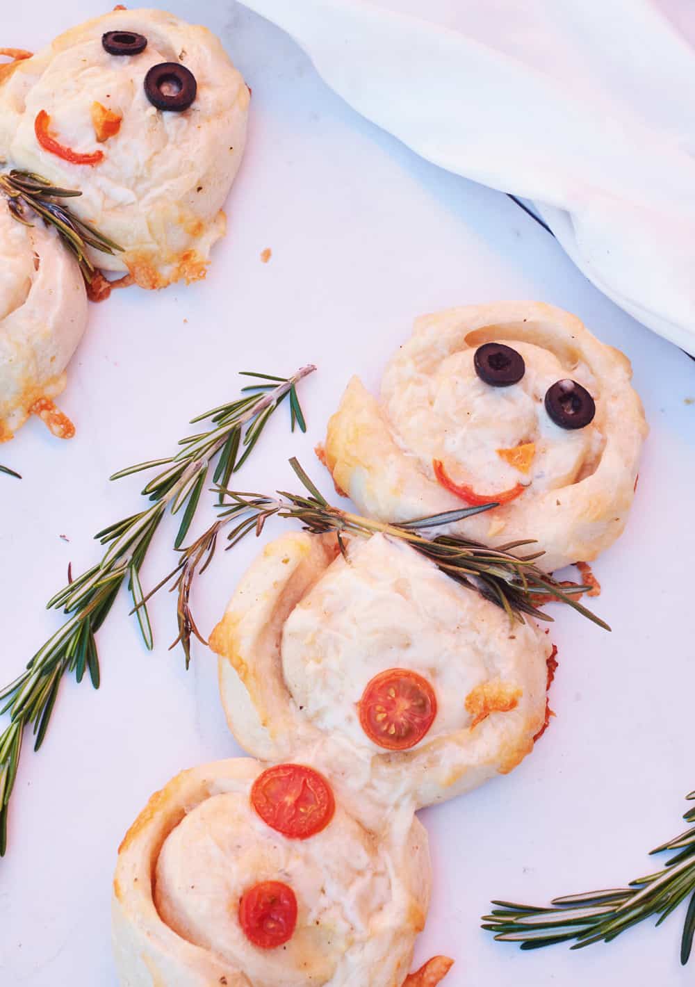 Mini Snowman Pizzas