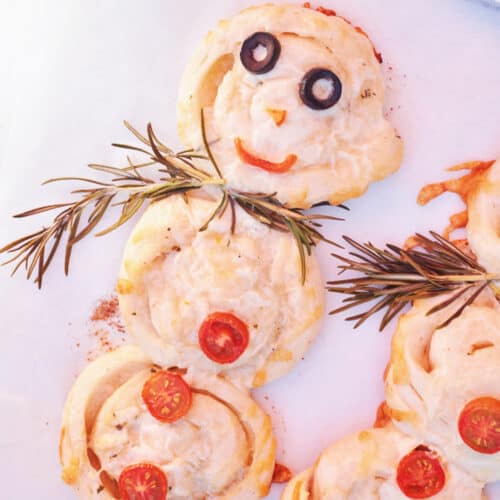 Mini Snowman Pizzas Recipe - Snappy Gourmet