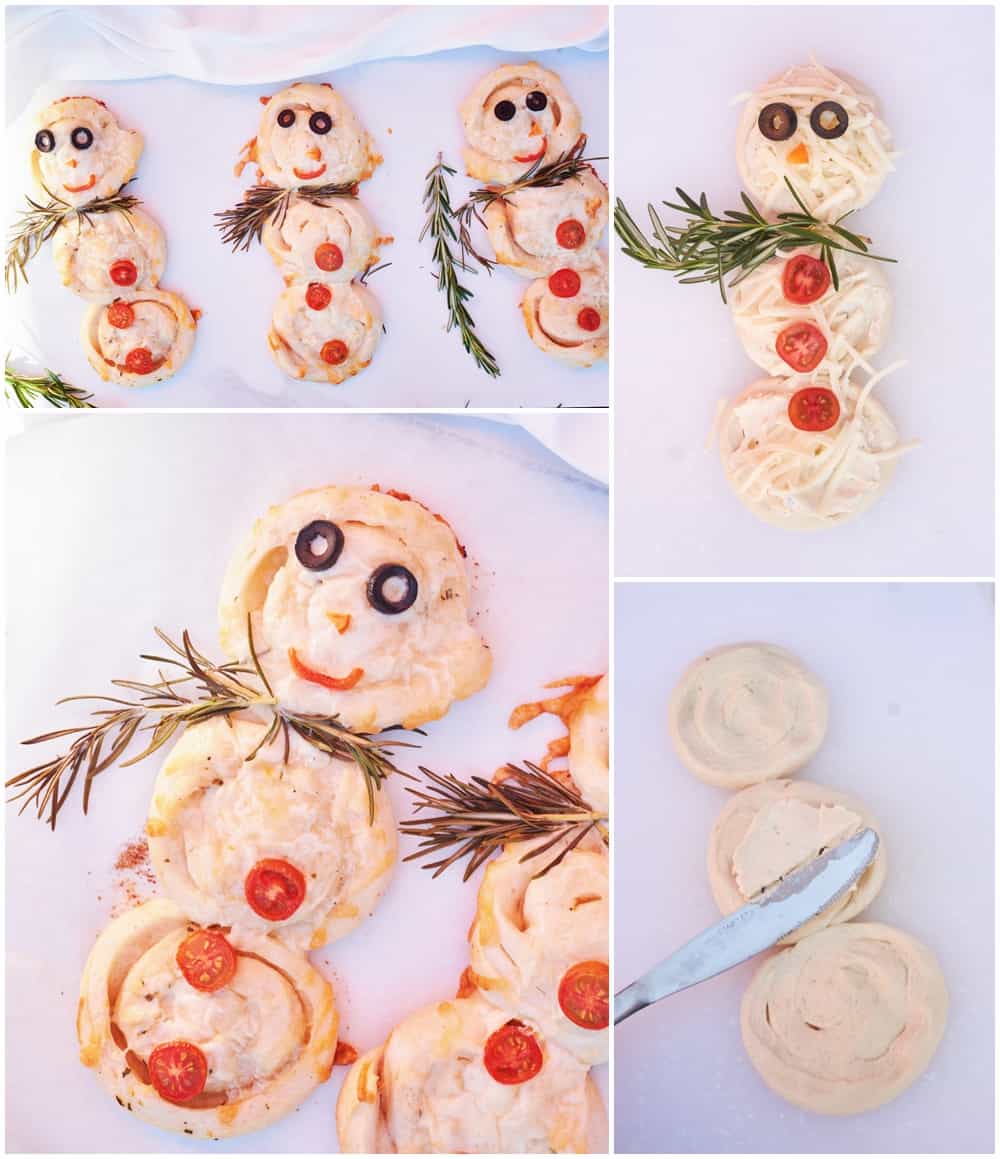 Mini Snowman Pizzas