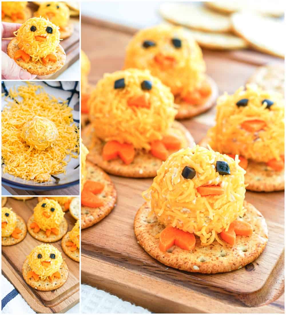 mini chicks cheese balls easter appetizer