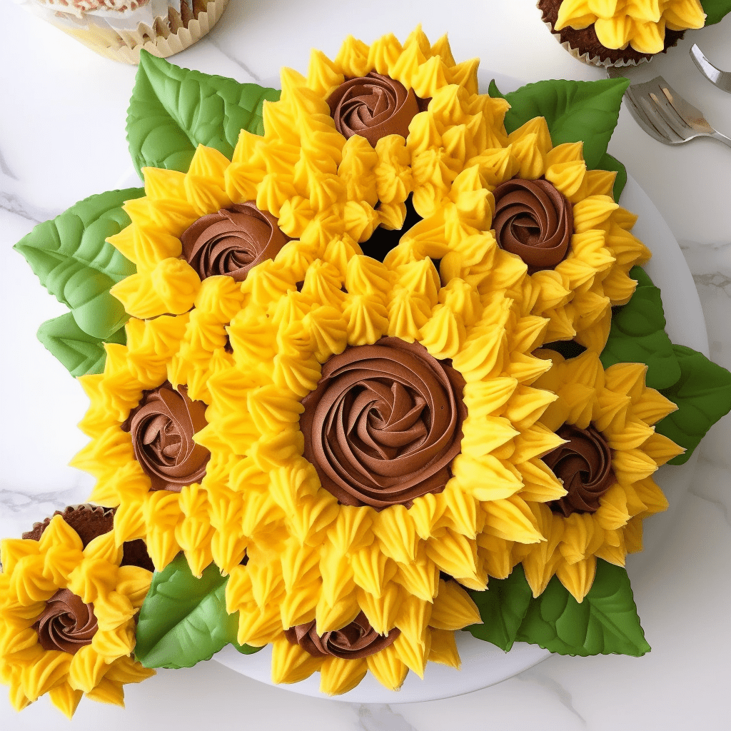 sunflower cupcake pull apart cake