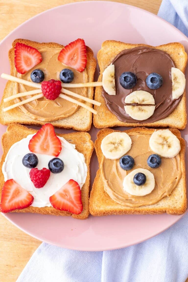 cute animal face toast